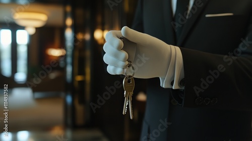 Luxury Hotel Keys:  A Concierge's  Elegant Hand Offering Room Access