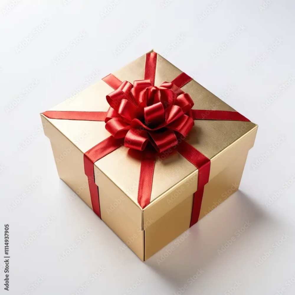 Obraz premium red gift box with ribbon 