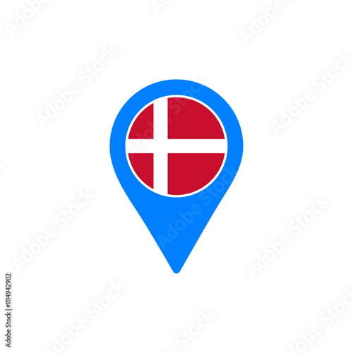 Denmark location pin with national flag design vector illustration