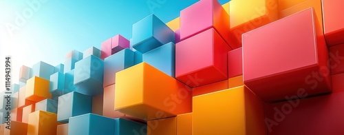 Vibrant Abstract Geometric Art with Colorful Cubes and Soft Lighting