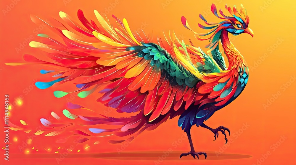 Obraz premium Vibrant Colorful Phoenix Bird With Magnificent Feathers