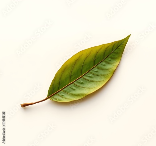 Green Dried Leaves on White Paper Sheet Mockup