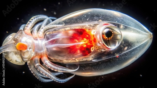 Transparent Squid with Red Glowing Organ and Large Eye photo