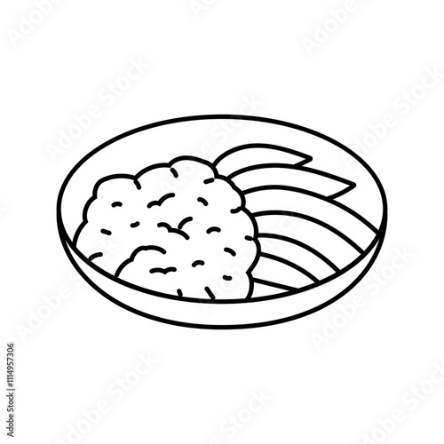 mango sticky rice thai cuisine line icon vector. mango sticky rice thai cuisine sign. isolated contour symbol black illustration