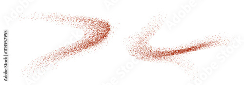 Chili powder splash, dried pepper explosion, flying spicy paprika burst, dynamic seasoning splatter. Vector illustration.
