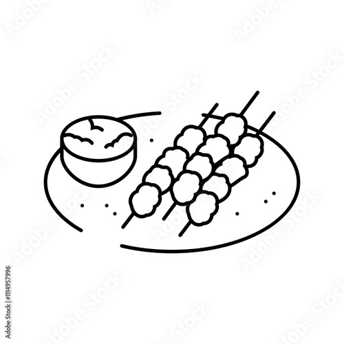 satay skewers thai cuisine line icon vector. satay skewers thai cuisine sign. isolated contour symbol black illustration