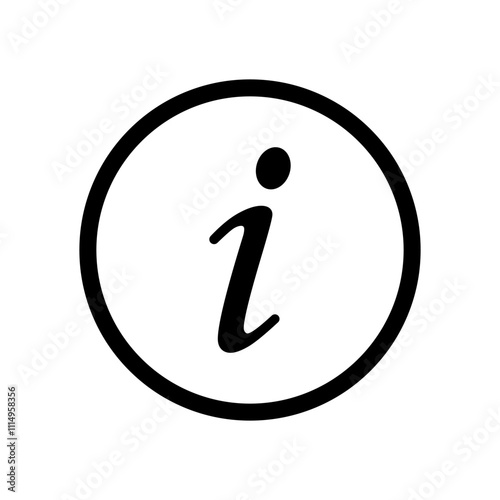 Information icon. Circular info symbol. Simple vector design. Black and white style.