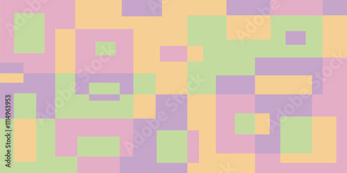 Colorful geometric background, geometric pattern texture, random square shape pattern, abstract pixels with pastel colors