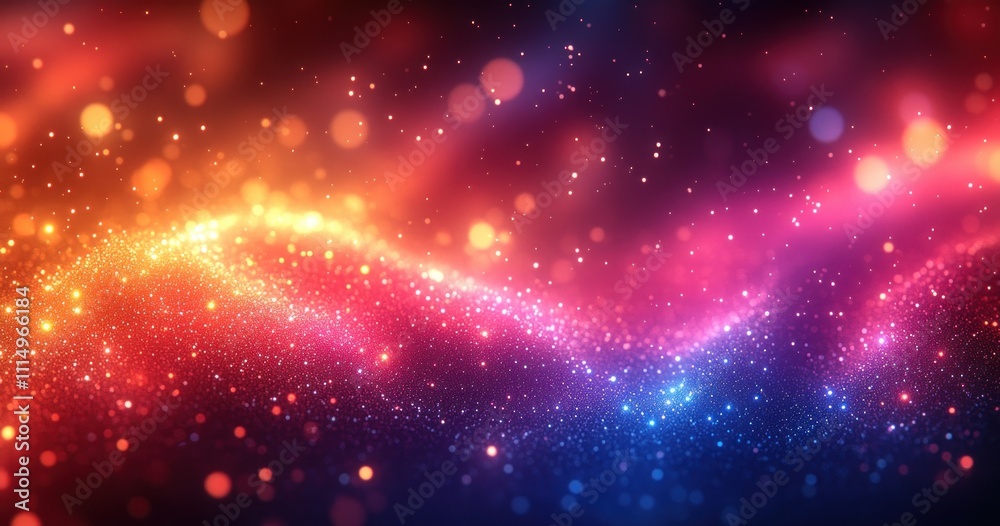 Obraz premium Vibrant Abstract Background with Geometric Shapes and Luminous Bokeh Effect in Dynamic Colors