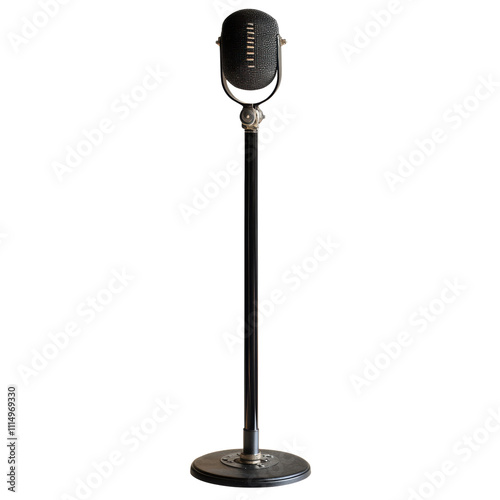 Classic Studio Microphone on Stand with Transparent Background photo