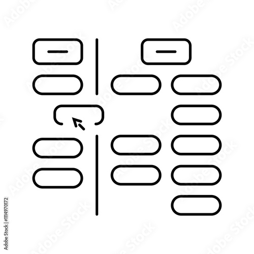 card sorting ux ui design line icon vector. card sorting ux ui design sign. isolated contour symbol black illustration