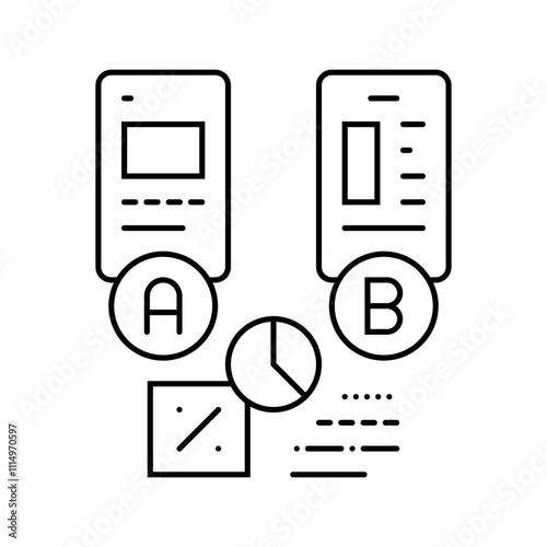 ab testing ux ui design line icon vector. ab testing ux ui design sign. isolated contour symbol black illustration