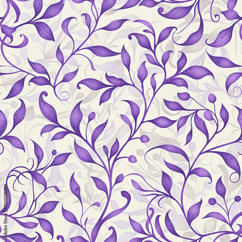 Fototapeta premium Delicate Purple Vines Seamless Pattern