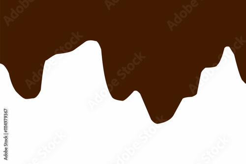 Illustration of dripping brown chocolate on a white background. World Chocolate Day celebration banner. Abstract chocolate flow down
