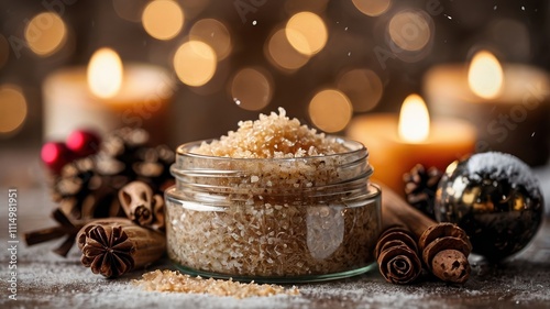 Body scrub Christmas holiday background