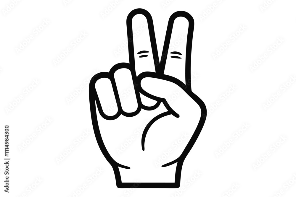 Obraz premium hand with finger, hand with thumb up, line art hand finger up, two fingers up line art vector on white background