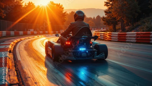 Dynamic go-kart racing at sunset vibrant outdoor action photography