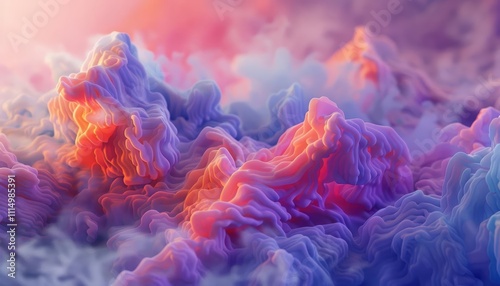 Closeup noblur 3D Model Abstract Art ofbs and mist on a twilight background photo