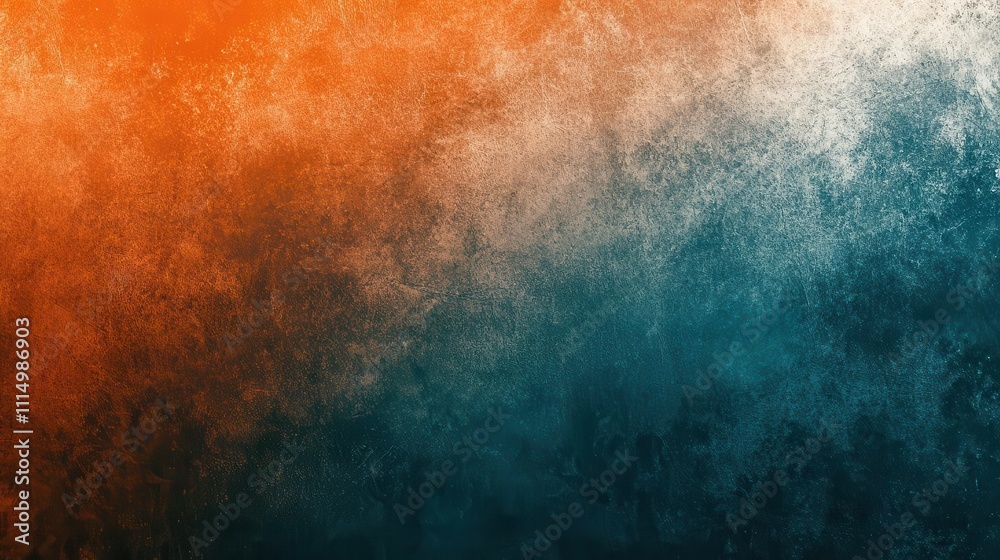 Fototapeta premium dark gradient background blending orange, white, and teal hues, with a grainy texture that creates depth, perfect for use as a header or backdrop in design applications