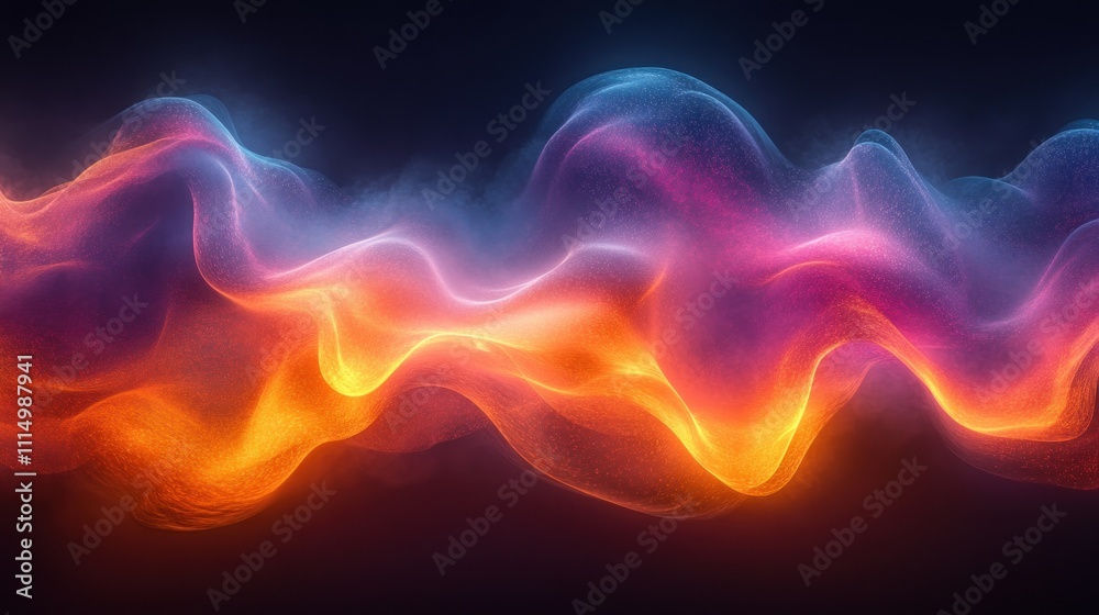 Obraz premium Vibrant Abstract Neon Waves with Smooth Gradients and Fluid Motion in Dark Background