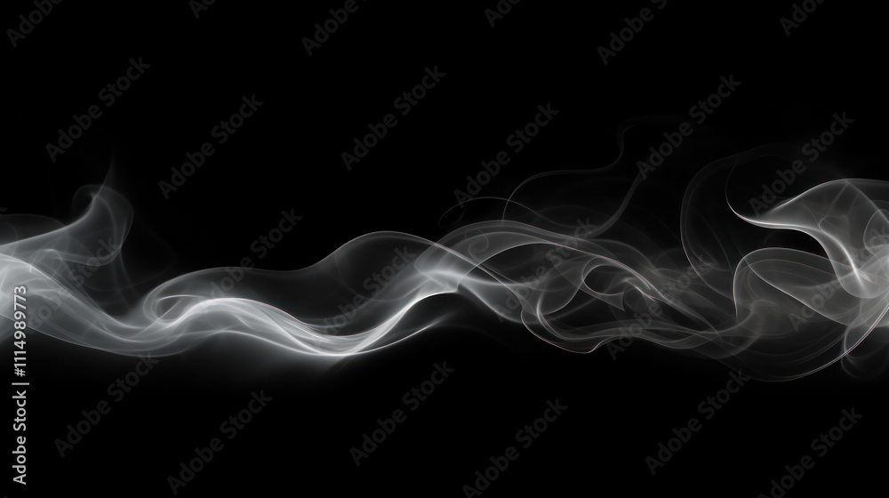 Obraz premium Abstract smoke trails creating a mystical atmosphere on a shadowy black background isolated on white background
