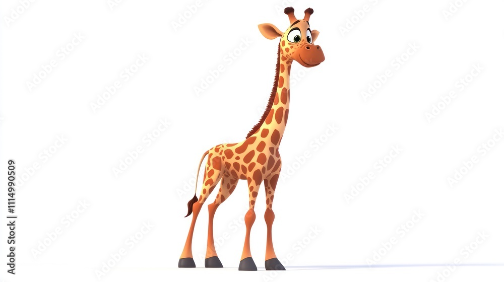 Obraz premium Cartoon giraffe with a friendly expression and vibrant colors 