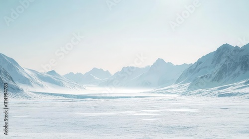 Wallpaper Mural expansive polar ice sheet stretching across the horizon, glacial textures, brilliant white landscape, tranquil and cold, shimmering under a clear sky, vast openness Torontodigital.ca