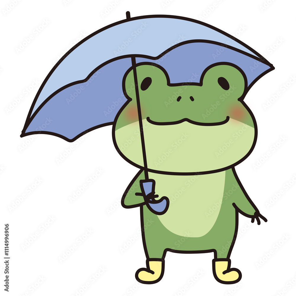 Obraz premium 長靴を履いて傘を差している蛙