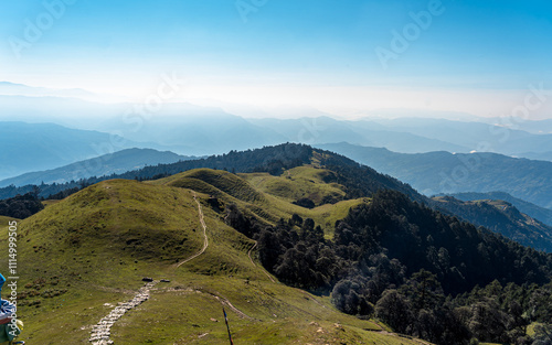 Landscape view of Mountain hill in Sailung, Nepal. photo