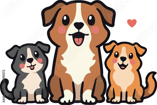 Cute Cartoon Dogs Family Illustration
