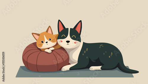 Adorable Cat and Dog Duo in a Cozy Setting