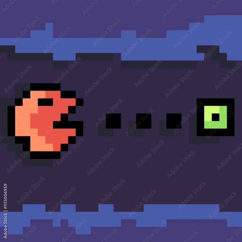 Fototapeta premium Pixel art illustration of game play