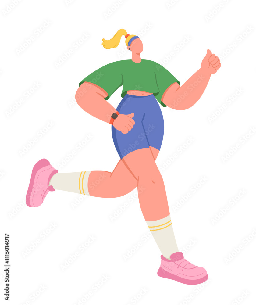 Fototapeta premium Woman with fitness tracker jogging 