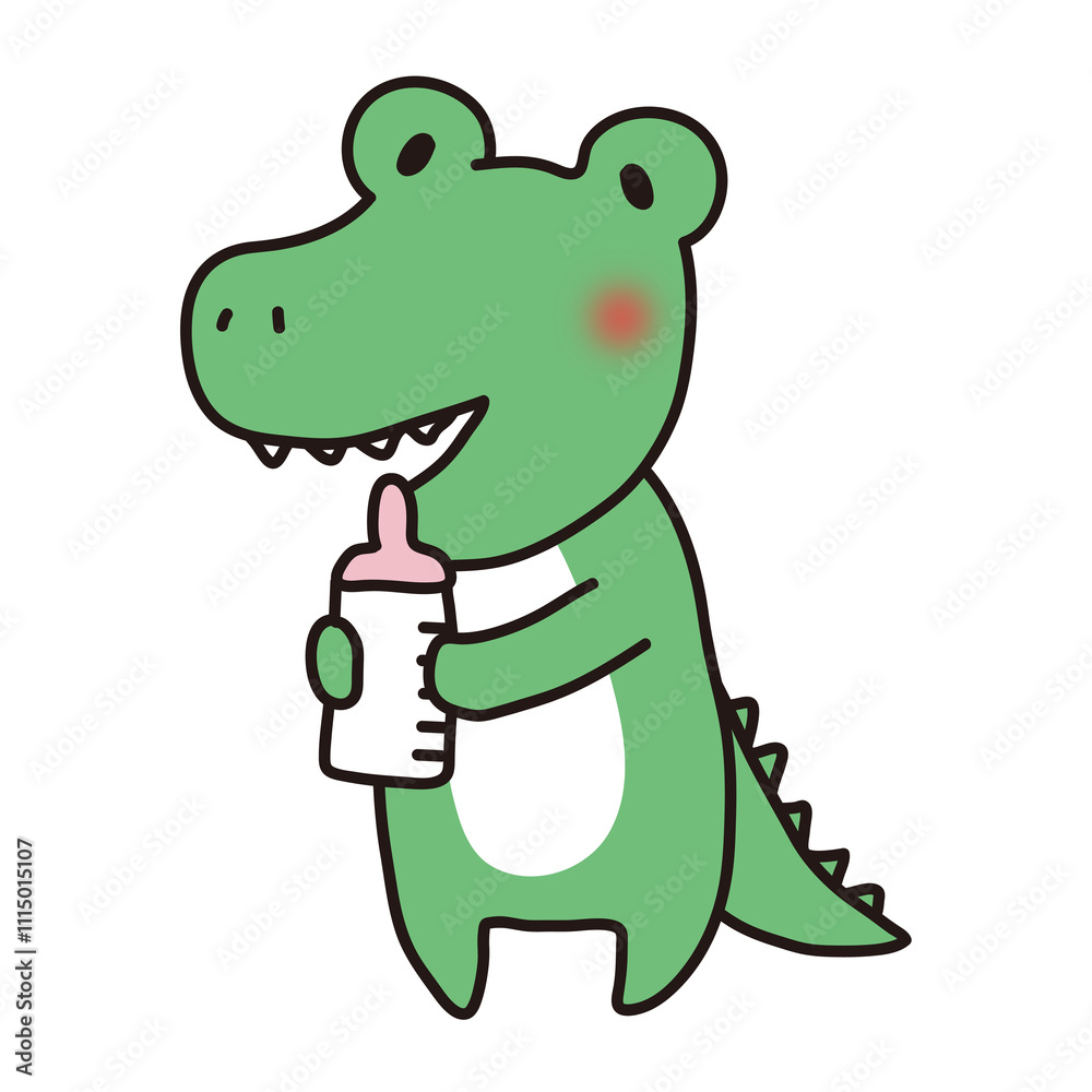 Obraz premium ミルクを飲む赤ちゃんワニ