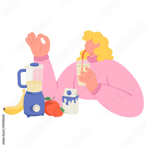 woman drinking a homemade healthy smoothie