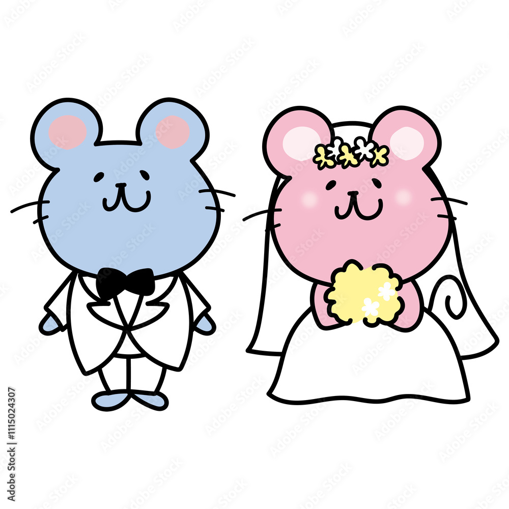 Obraz premium ねずみのウェディングドレスの結婚式2
