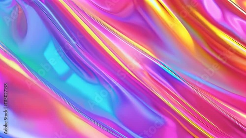 A vibrant, colorful abstract image with flowing gradients in pink, blue, and gold hues.
