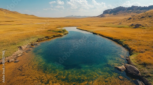 Dry lakes and desertification spread across the landscape, impacting local shepherds and their livestock photo