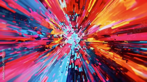 A vibrant, abstract explosion of colors suggesting movement and energy.