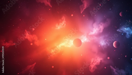 Cosmic Nebula Planets Stars Galactic Red Pink Orange