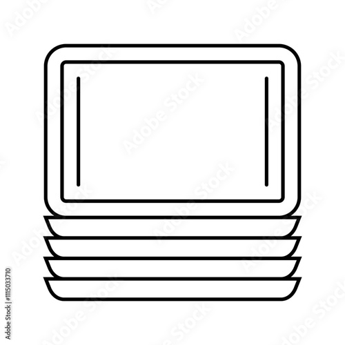 serving trays restaurant equipment line icon vector. serving trays restaurant equipment sign. isolated contour symbol black illustration
