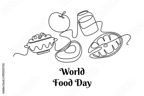 World Food Day concept. Single line draw design vector graphic illustration.