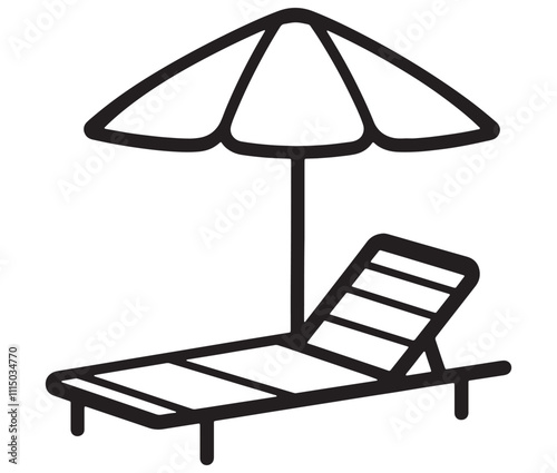 Beach chair and umbrella vector, Chaise longue and umbrella