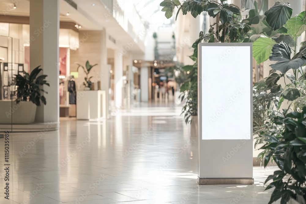 Blank Billboard in Modern Shopping Mall: A sleek, modern billboard stands tall in a bustling shopping mall, ready to display your message. The bright lighting, clean lines. Blank Billboard in Modern Shopping Mall: A sleek, modern billboard stands tall in a bustling shopping mall, ready to display your message. The bright lighting, clean lines.