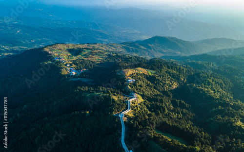 Aerial view of Mountain hill in Sailung, Nepal. photo