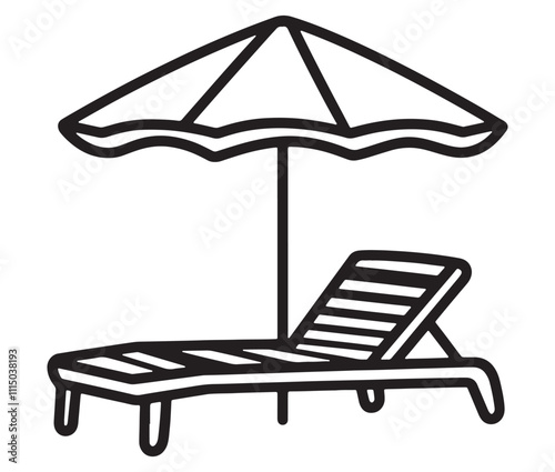Beach chair and umbrella vector, Chaise longue and umbrella