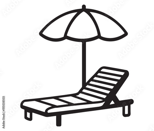 Beach chair and umbrella vector, Chaise longue and umbrella