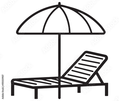 Beach chair and umbrella vector, Chaise longue and umbrella