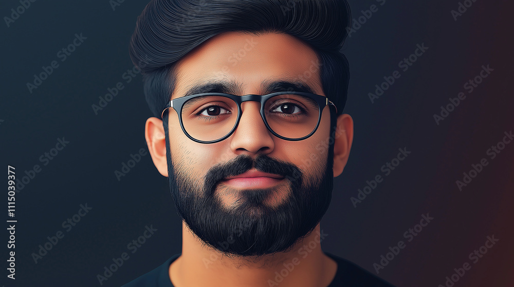 Obraz premium Young indian man wearing glasses and looking at the camera