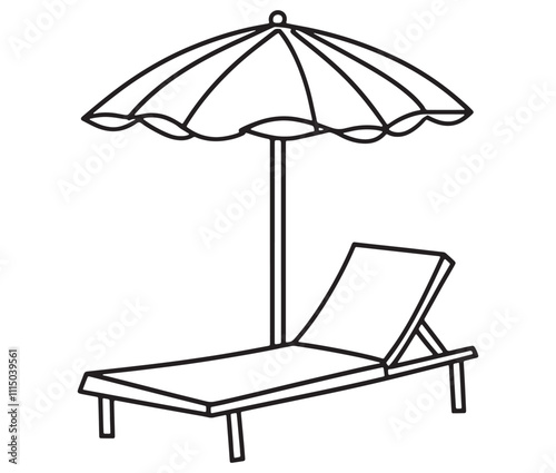Beach chair and umbrella vector, Chaise longue and umbrella